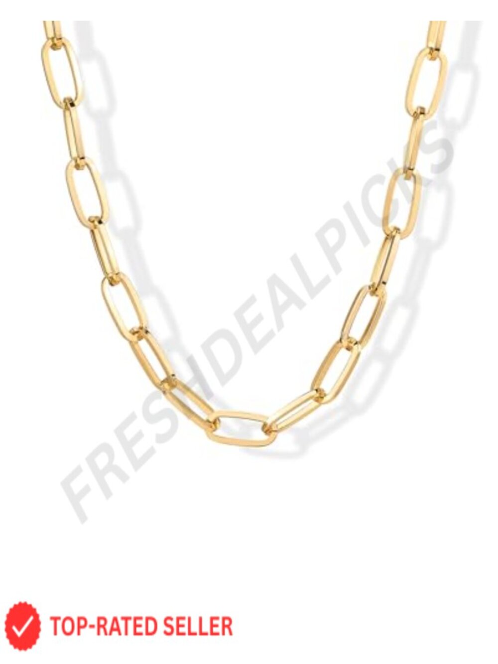 14K Gold Plated Chunky Paperclip Chain Choker Necklace, Hypoallergenic